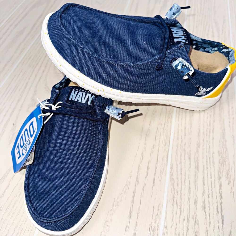 Hey Dude Wendy US Navy 2 Women’s Slip-On Casual Shoes Navy/Yellow US 9